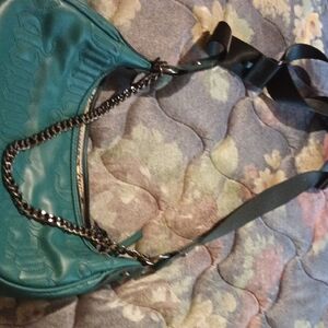 Chic Blue and Black Shoulder Bag with Chain Strap